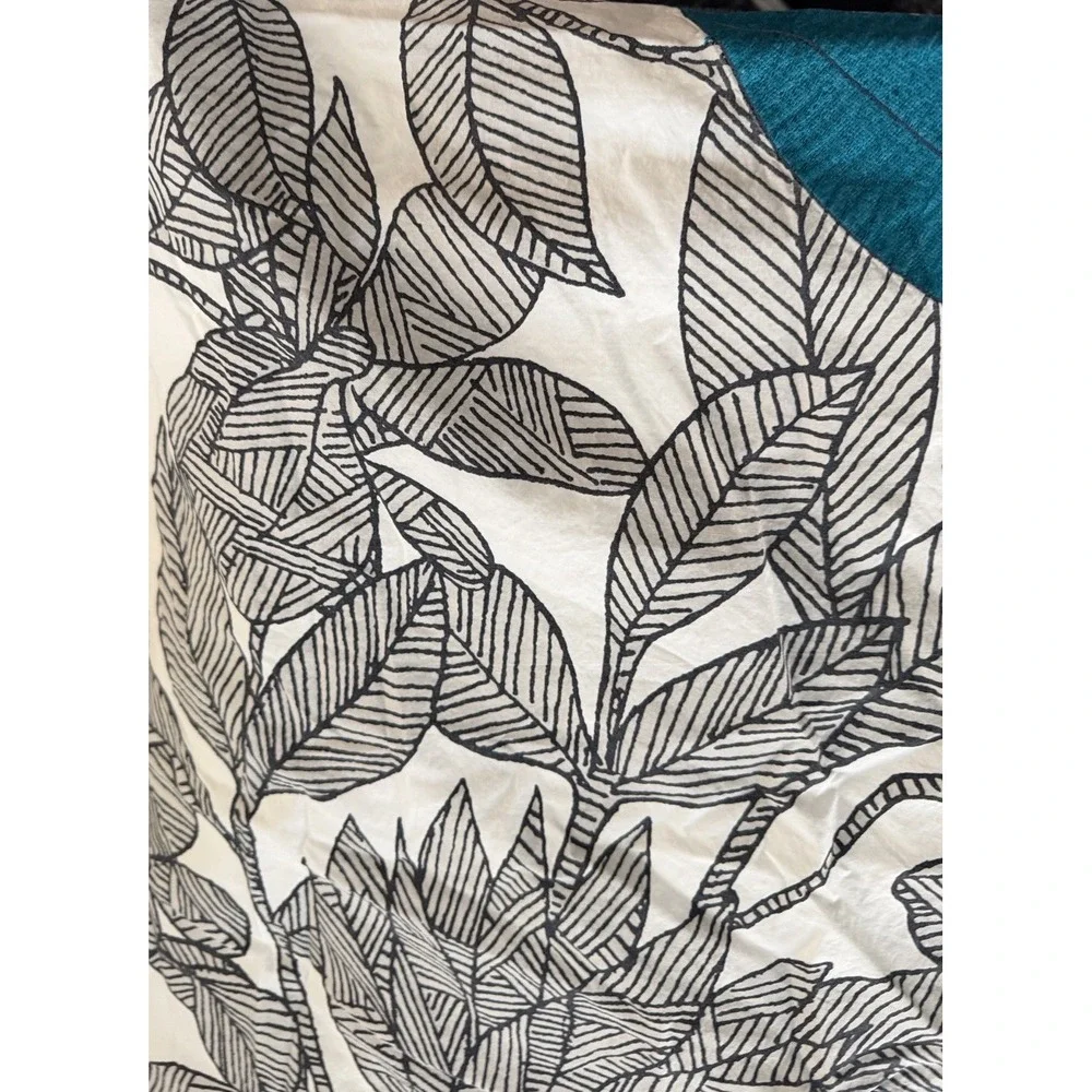 Vintage West Elm Sketchbook Floral King Duvet Cover Sham Set 3 PCS Blue Gray